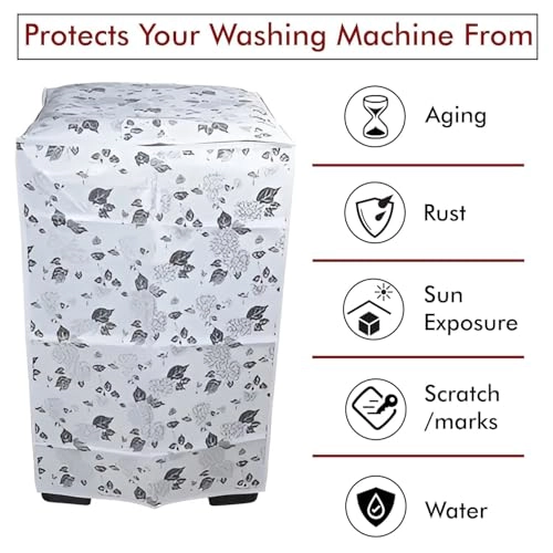 Top Load Washing Machine Cover - 56X56X85cms Half White & Grey