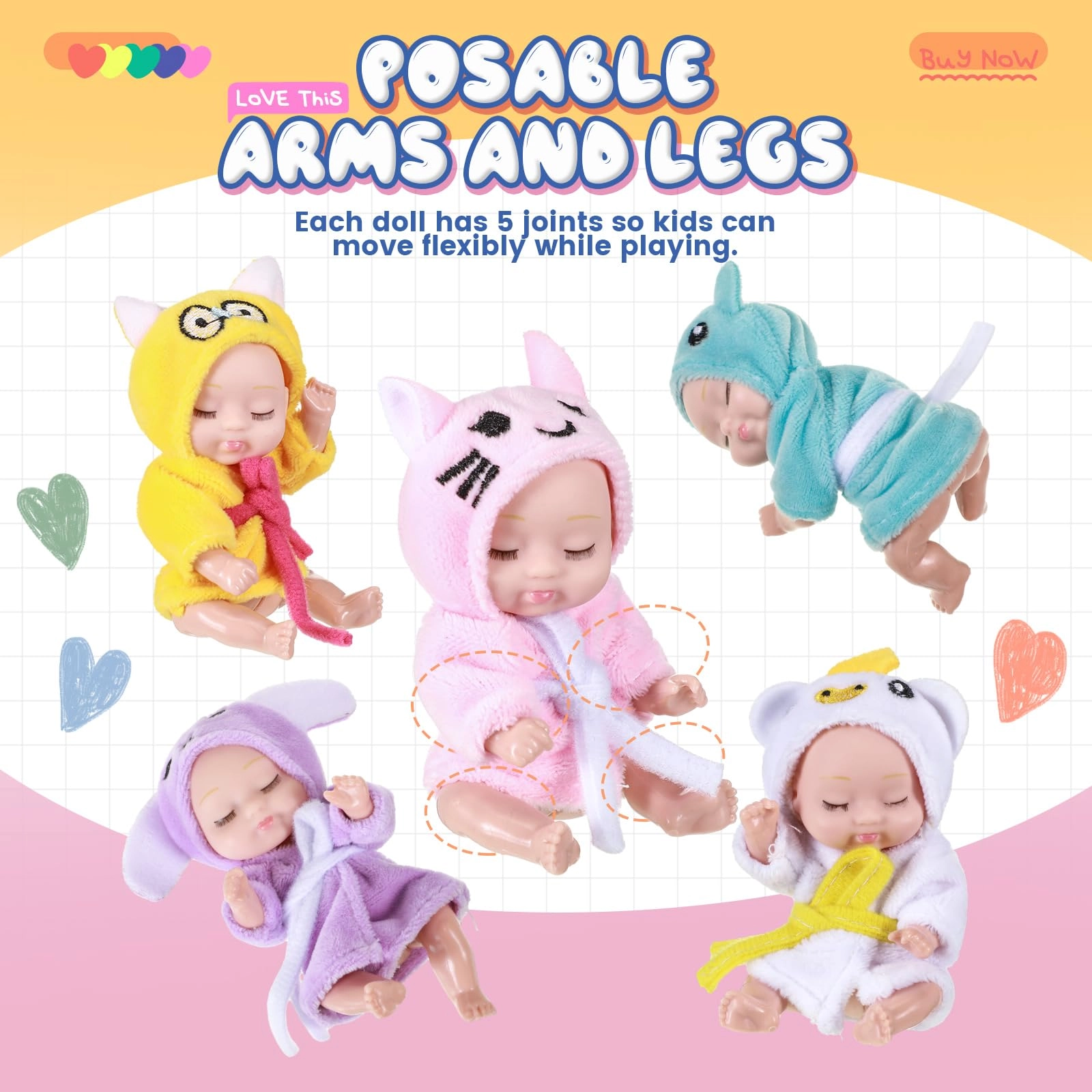 Reborn Baby Doll - 4 Inch 6 Pcs Set