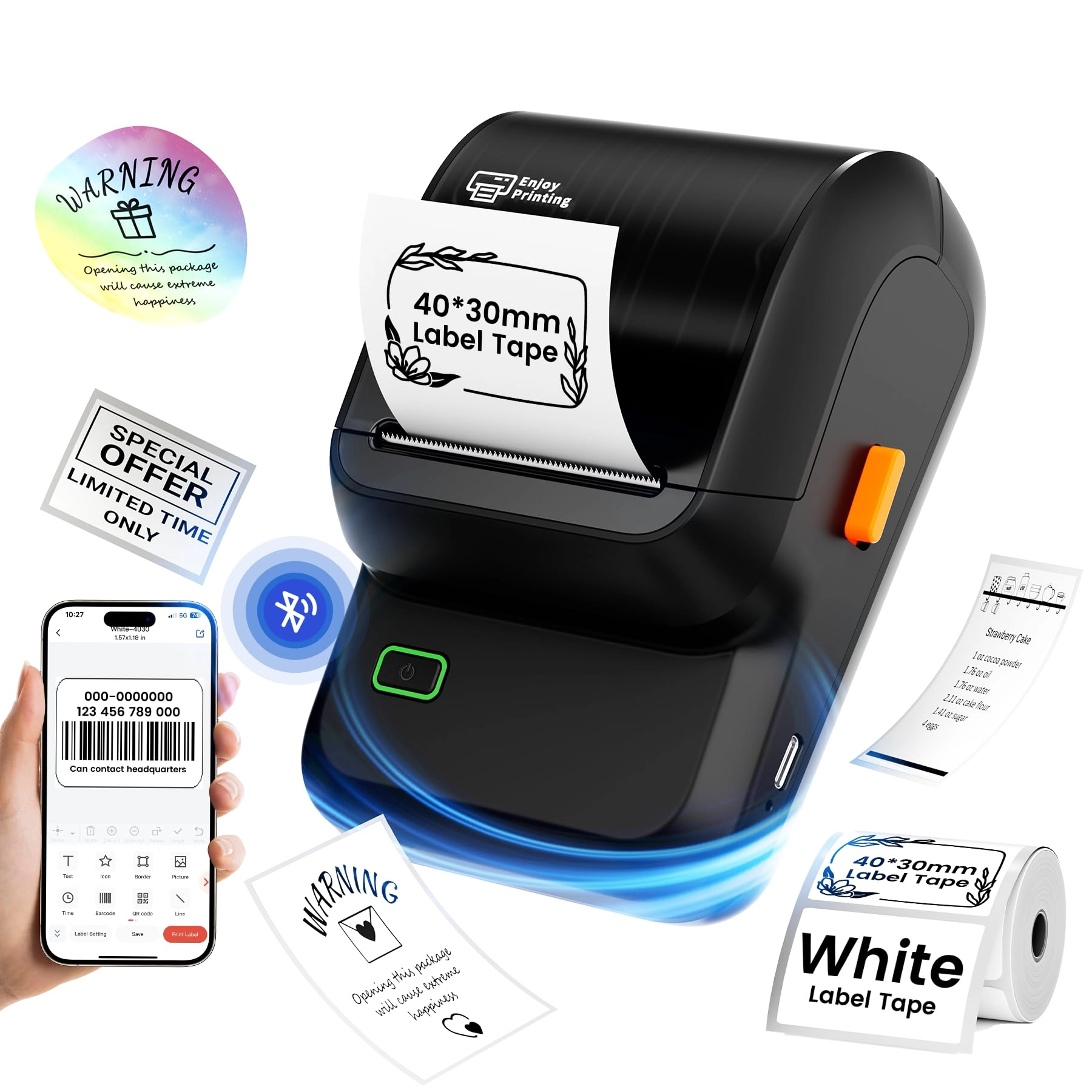Bluetooth Label Maker Machine - Thermal Ink-Free Printing