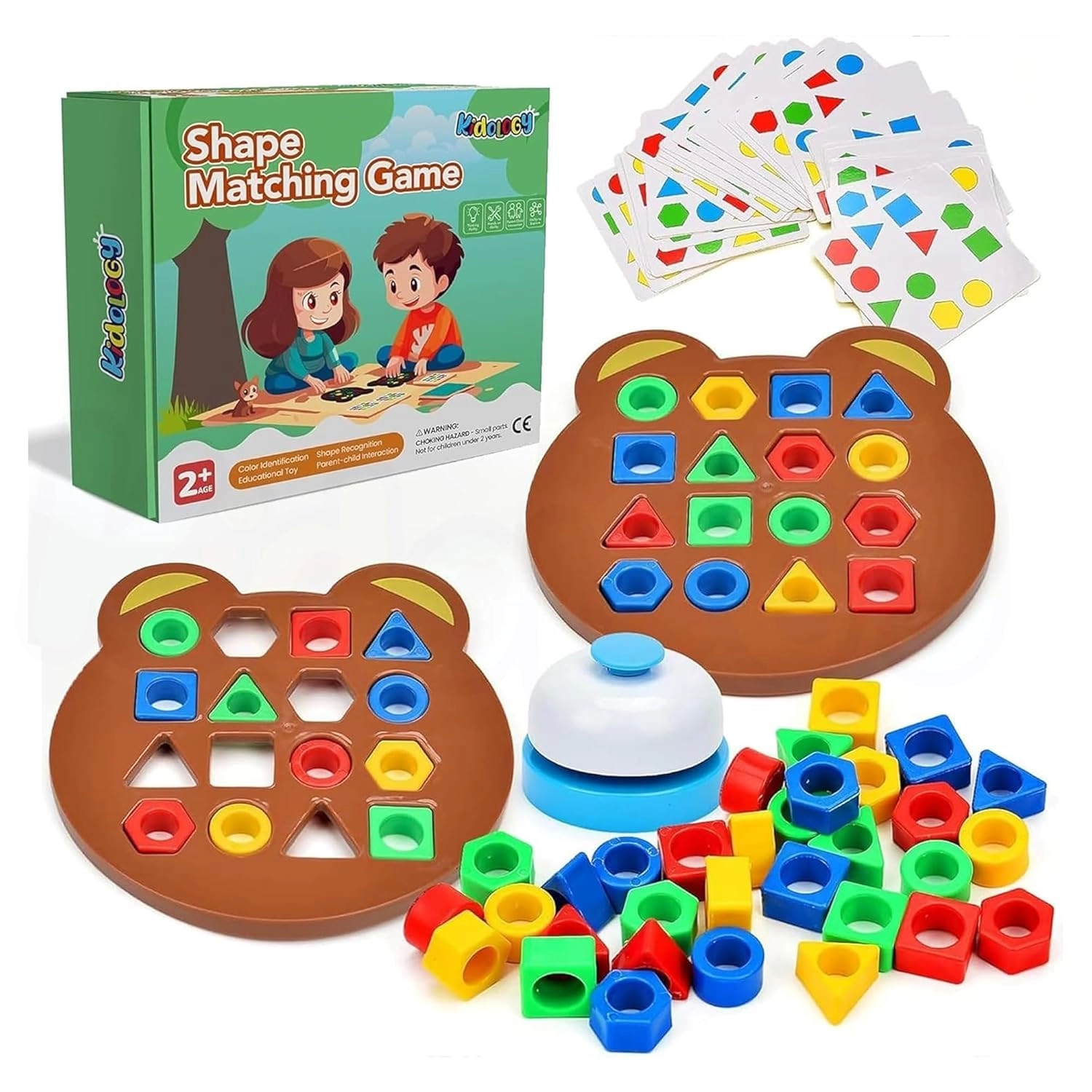 Kidology, Happy Cheeks Private Limited. Geometric Shape and Color Matching Puzzle Board Game - 3+ 32 pieces