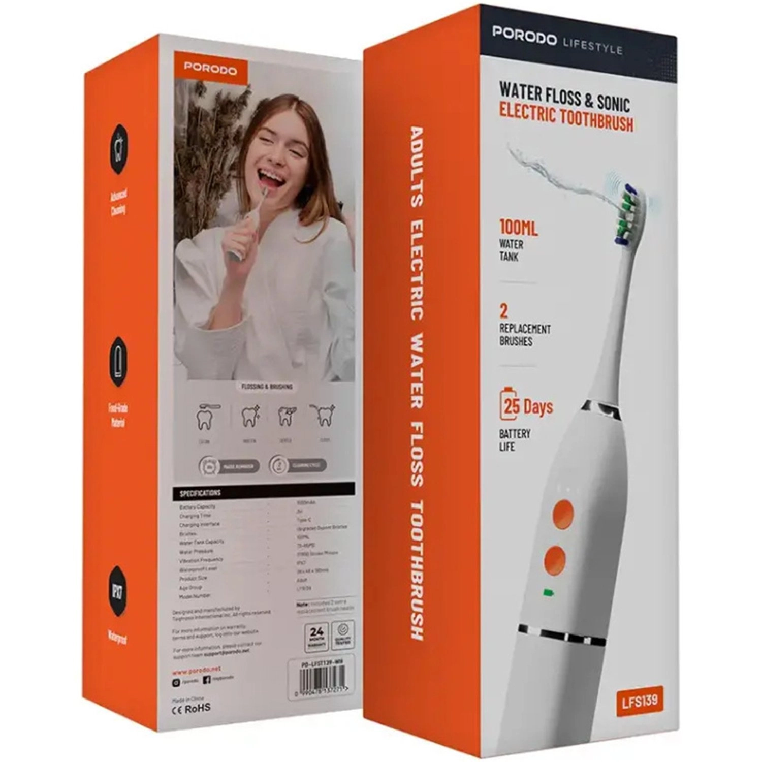Lifestyle Water Floss & Sonic Electric Toothbrush - 100mL 25 Days Battery Life IPX7