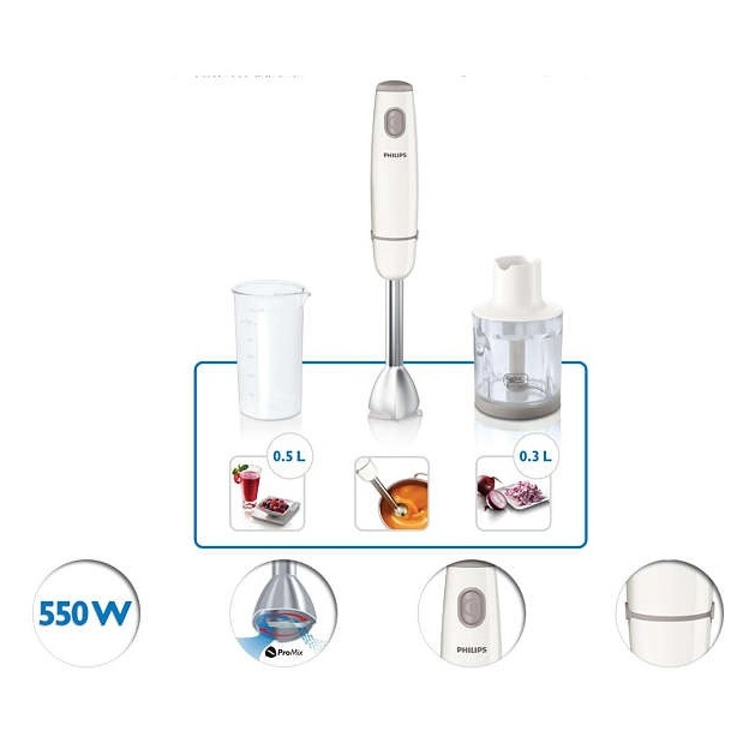 HR1605 - Hand Blender Compact chopper 2-button release