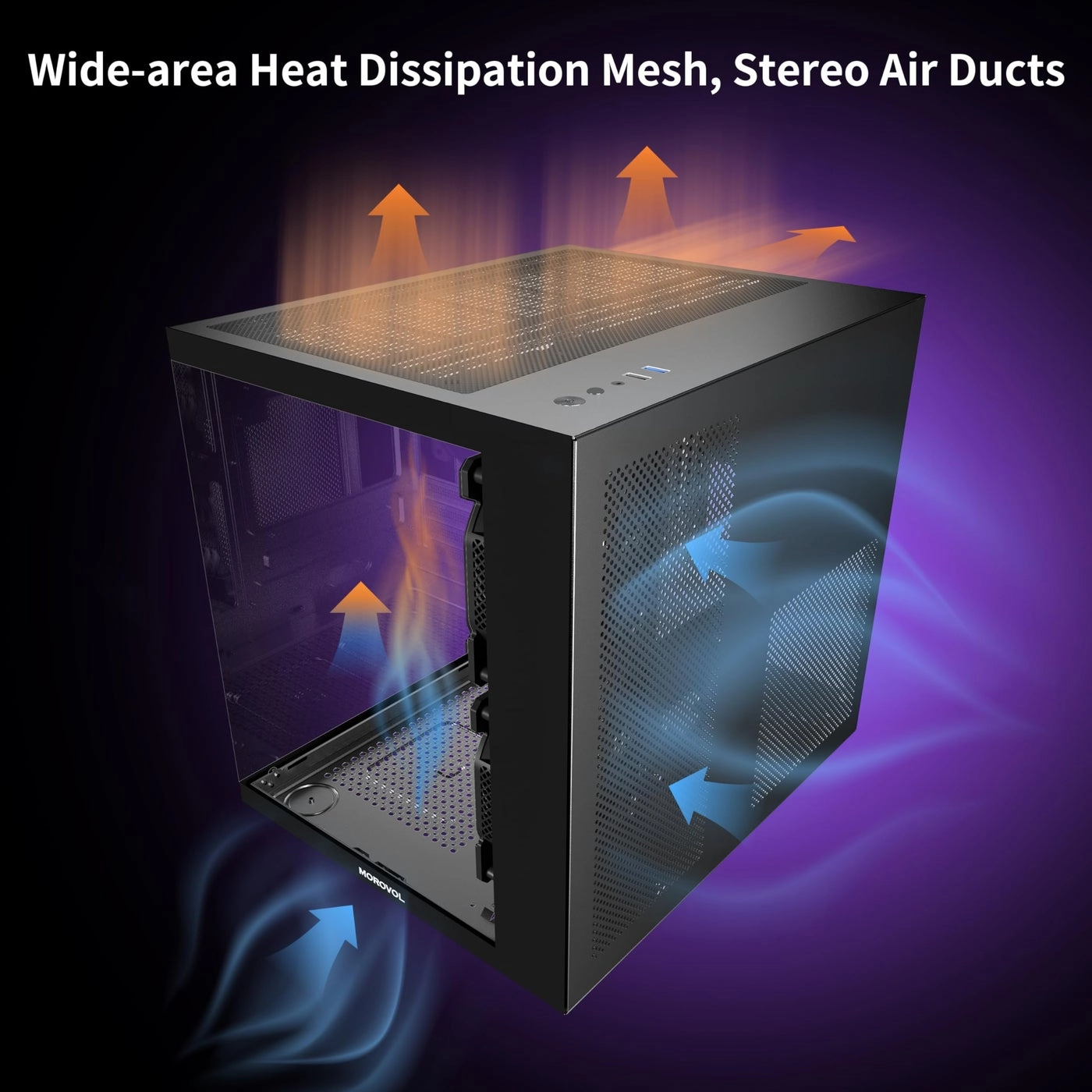 MATX PC Case - 270° Panoramic Tempered Glass Panel Micro-ATX