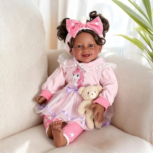 Una Reborn Baby Doll - 20-inch Vinyl Cotton Black Ages 3+