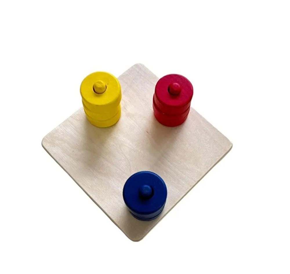 Coloured Discs On Coloured Dowels - Suitable for 12 months and above 10 pieces