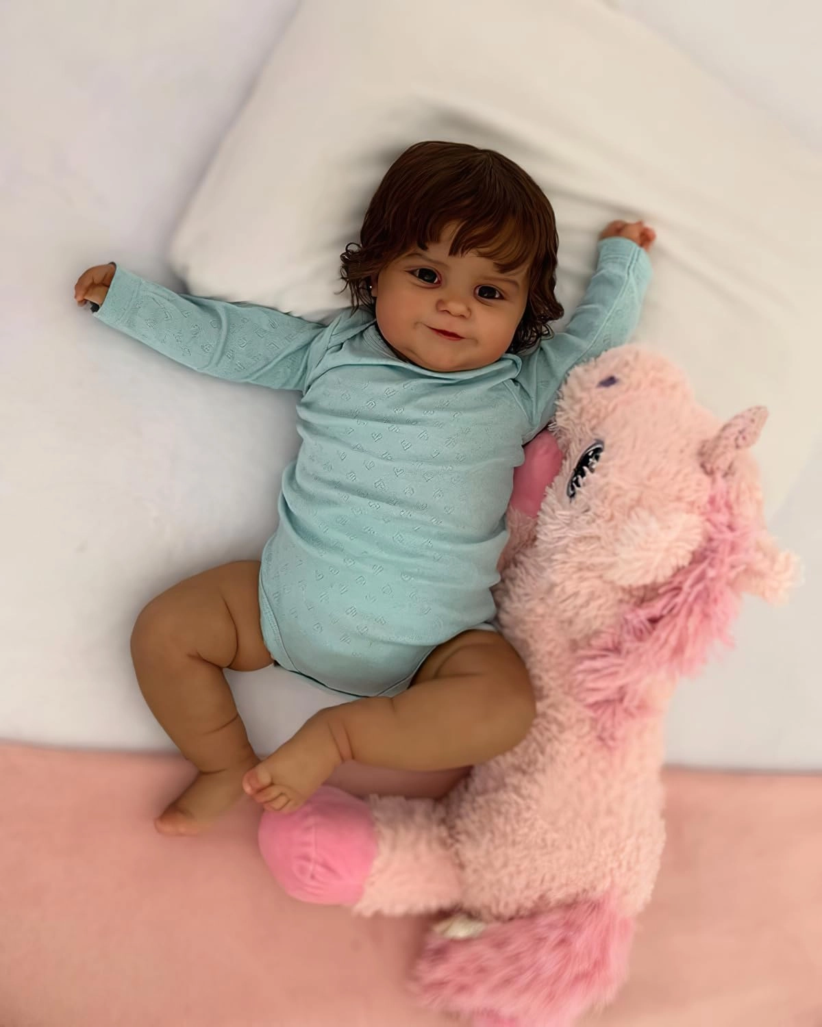 Reborn Baby Doll - 24 inch Dark Brown Skin Hand-rooted fiber hair Ages 3+