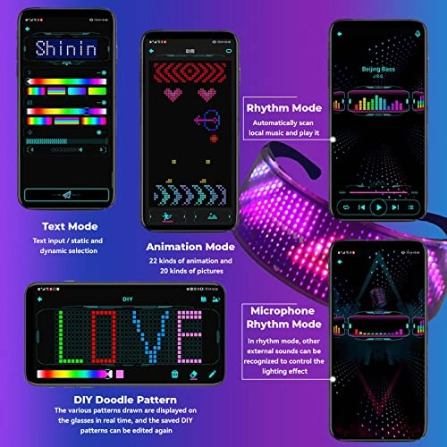 LED Glasses - Bluetooth APP Controlled 432 Led Beads