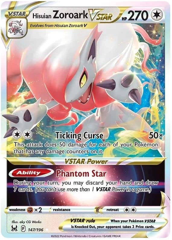 Pokémon Hisuian Zoroark VSTAR 147/196 - Rare + Toploader