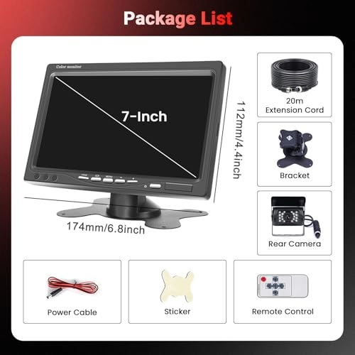 Backup Camera - 720P Night Vision + AHD Monitor - 7 inch Bluetooth