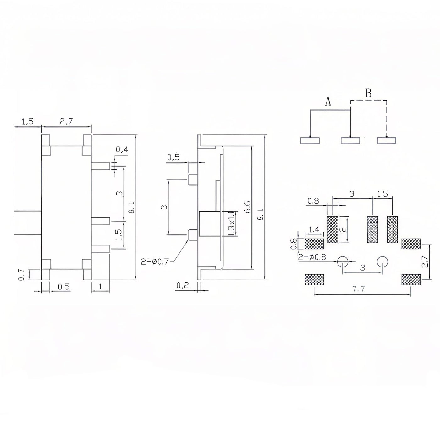 Micro Slide Switch - 20 pcs