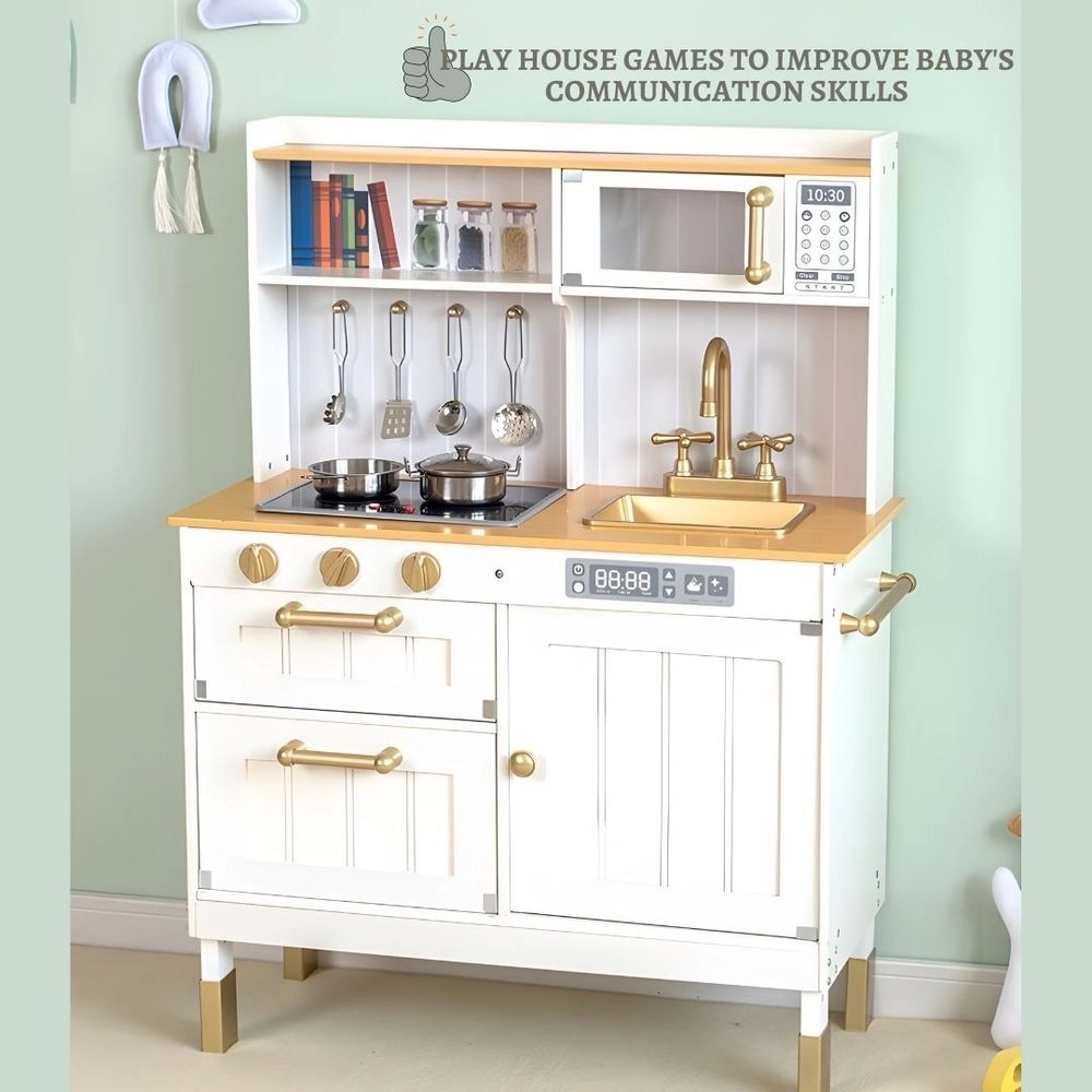 Kids Wooden Kitchen Pretend Playset (5551007-Ka426)