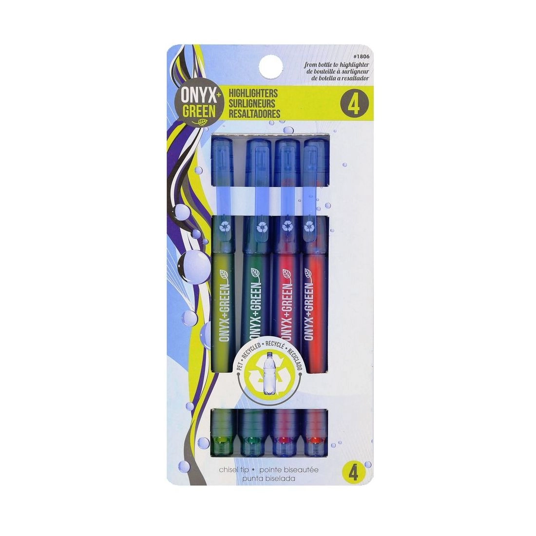 ONYX+ GREEN Fine Highlighter Pens - 4 Colors Chisel Tip