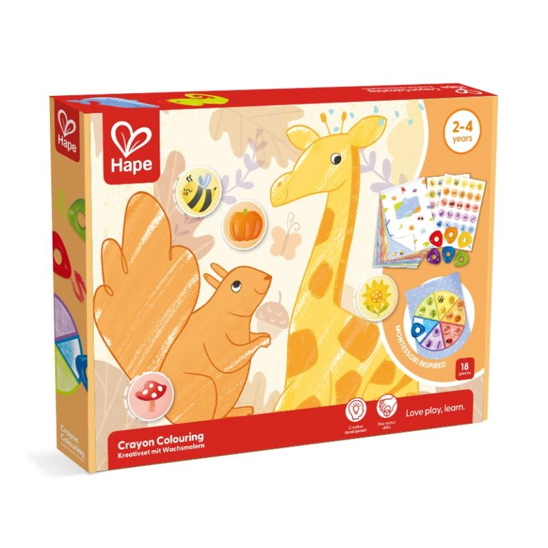 Crayon Colouring And Stickers Art Set - 6 ring-style chunky crayons