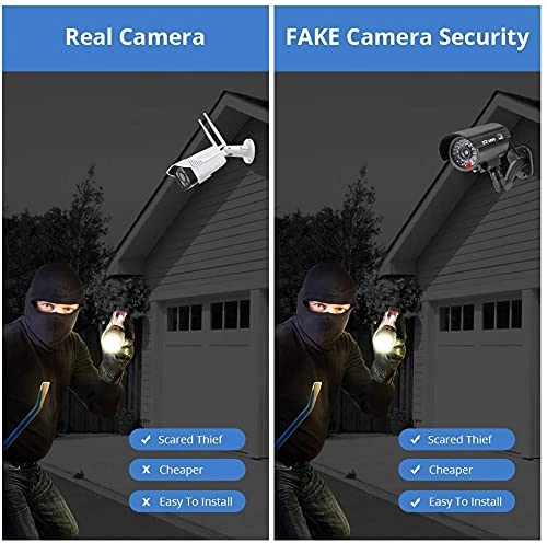 Dummy Security Camera - Solar Powered IR Red LED Light Silver