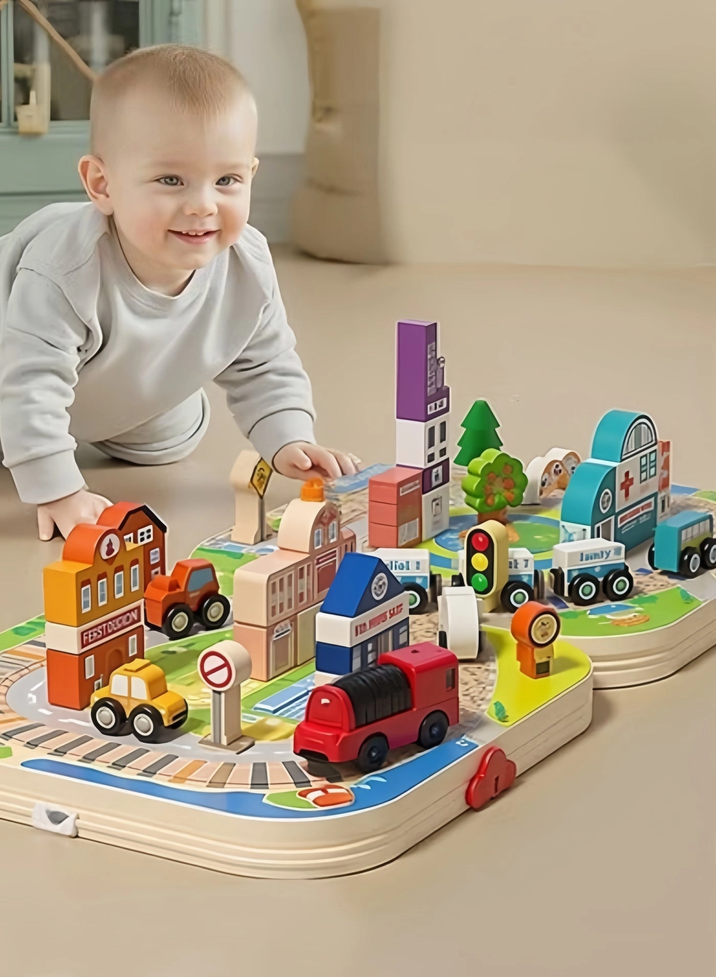 MIXDE Deluxe Wooden Train - City Building Block Set