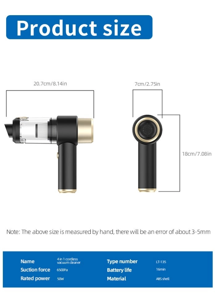 Cordless Vacuum Cleaner - 4000mAh