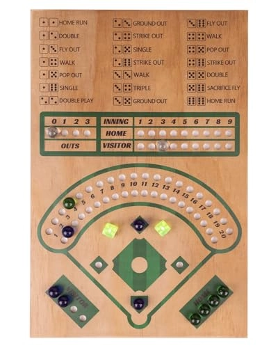 Baseball Board Game - Solid Wood 12 Colourful Beads Portable