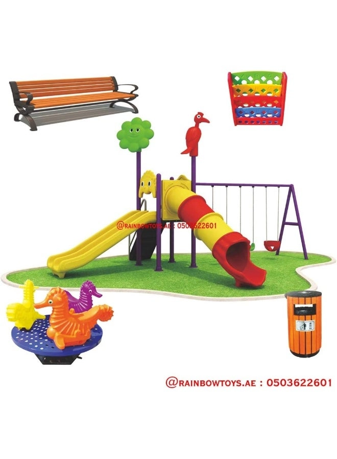 Multi Purpose Kids Outdoor Playing Equipments - 770x320x280cm 2+ Years