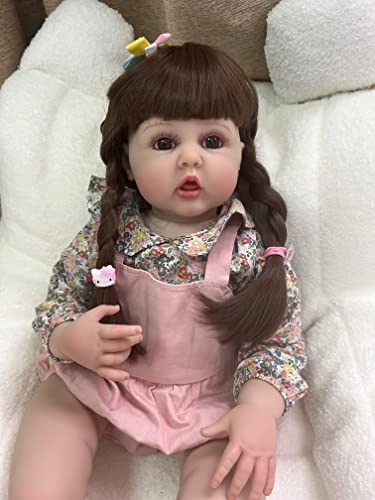 Reborn Doll - 60 cm Silicone Vinyl Brown Hair