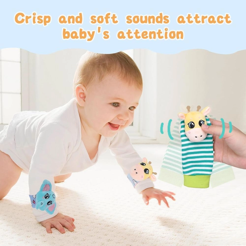 Wrist Rattle & Foot Finder Socks - 1+ Animal designs