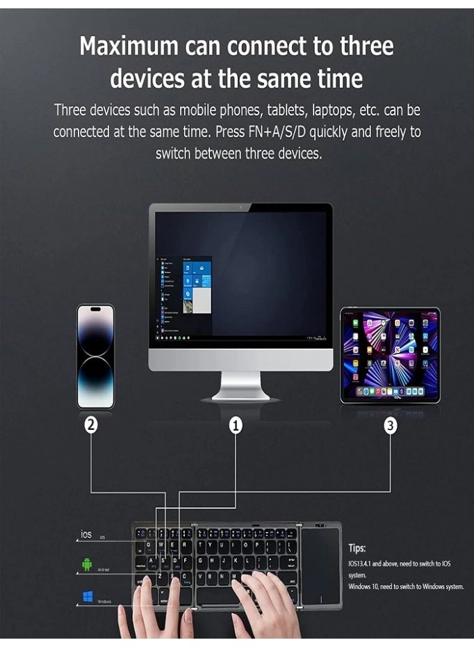 Foldable Bluetooth Keyboard with Touchpad - EN Wireless