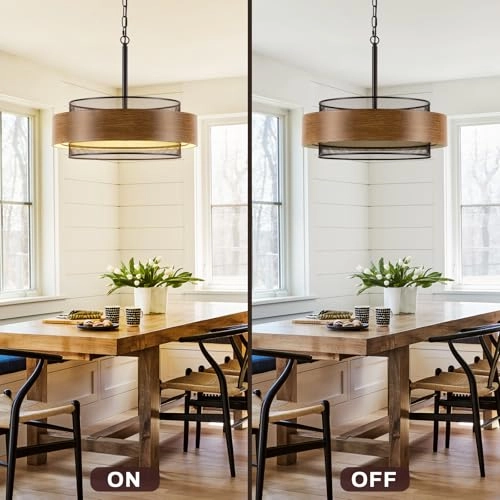 Farmhouse Drum Chandelier - 59" chain