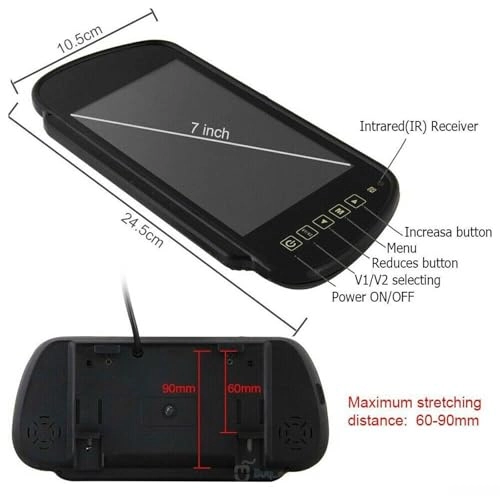 Rearview Camera - Night Vision + 7" TFT LCD Monitor - 800x480