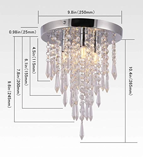 Mini Crystal Ceiling Chandelier - 3-Light Chrome Acrylic