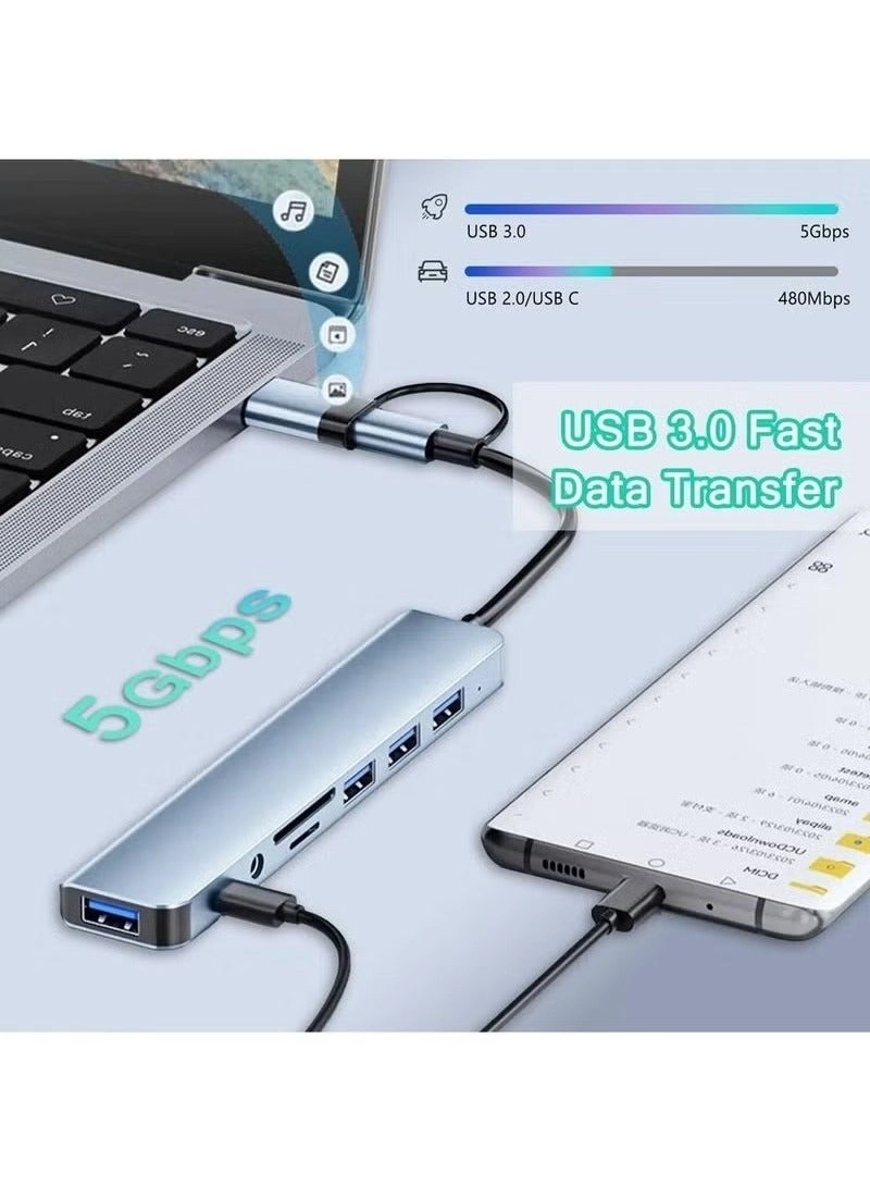 USB C Hub - 8-in-1 USB 3.0