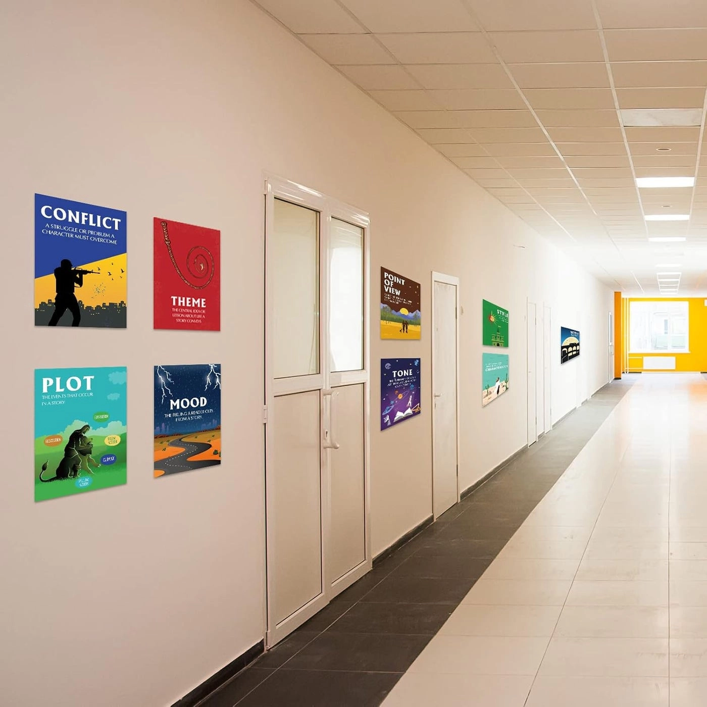 Elements of English Language and Literature Posters - card stock 13 x 10 Inch Set