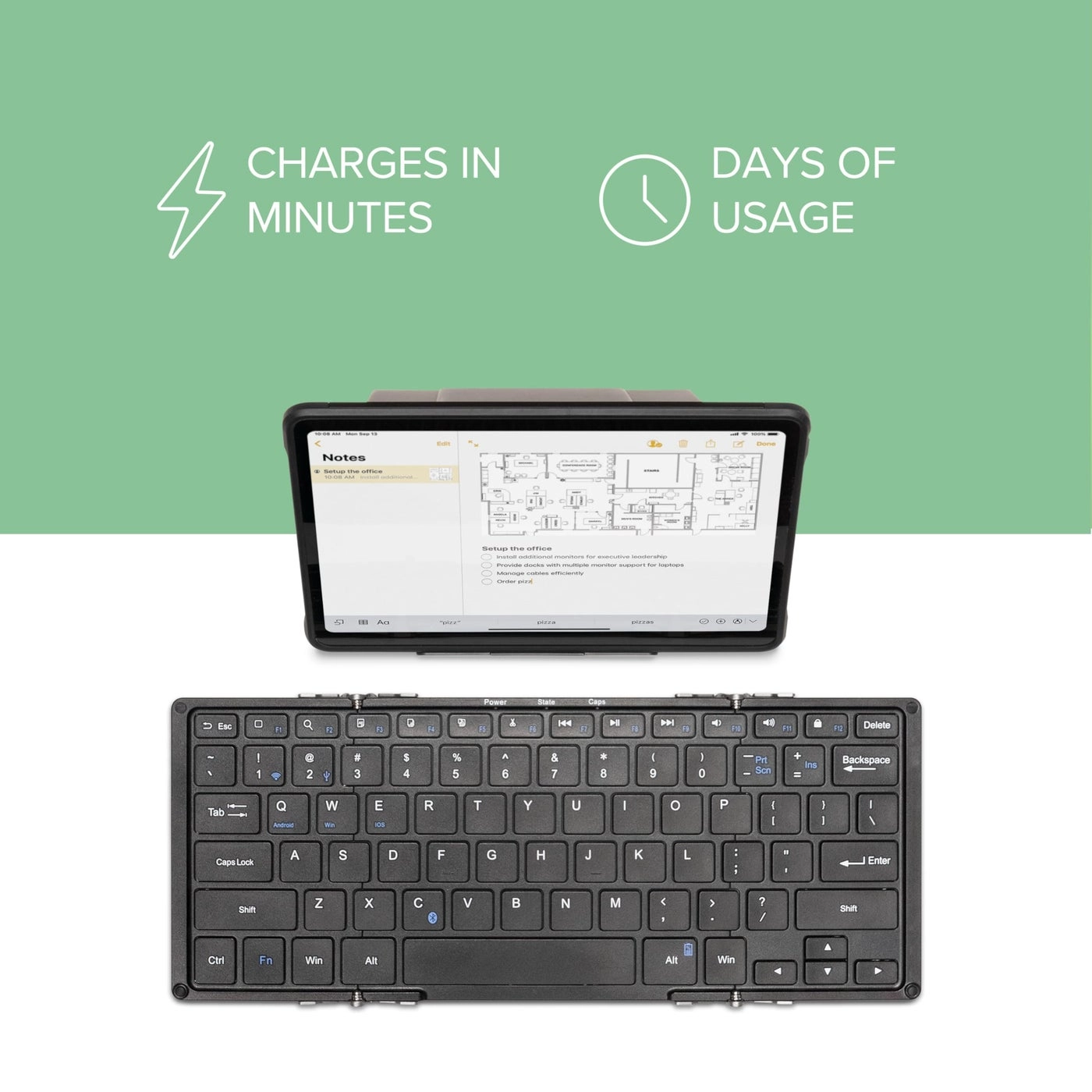 Foldable Bluetooth Keyboard - Full-Size Multi-Device Wireless