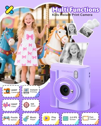 Kids Camera - Instant Print Thermal 48MP