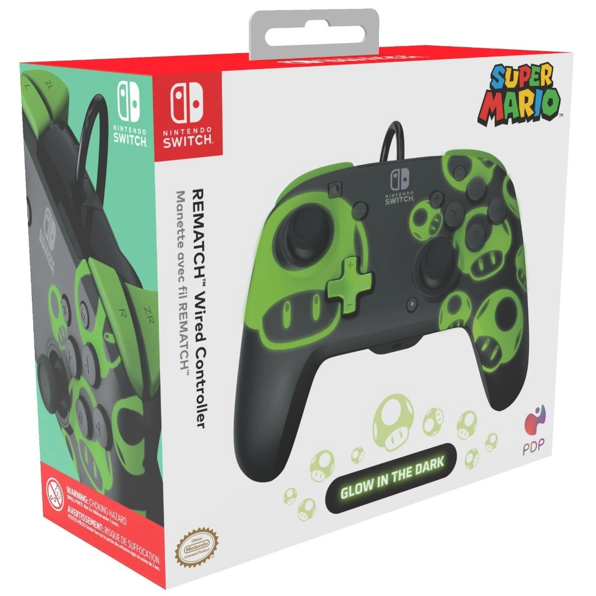 Nintendo Switch Sheikah Shoot Rematch Glow Wired Controller Black/Blue