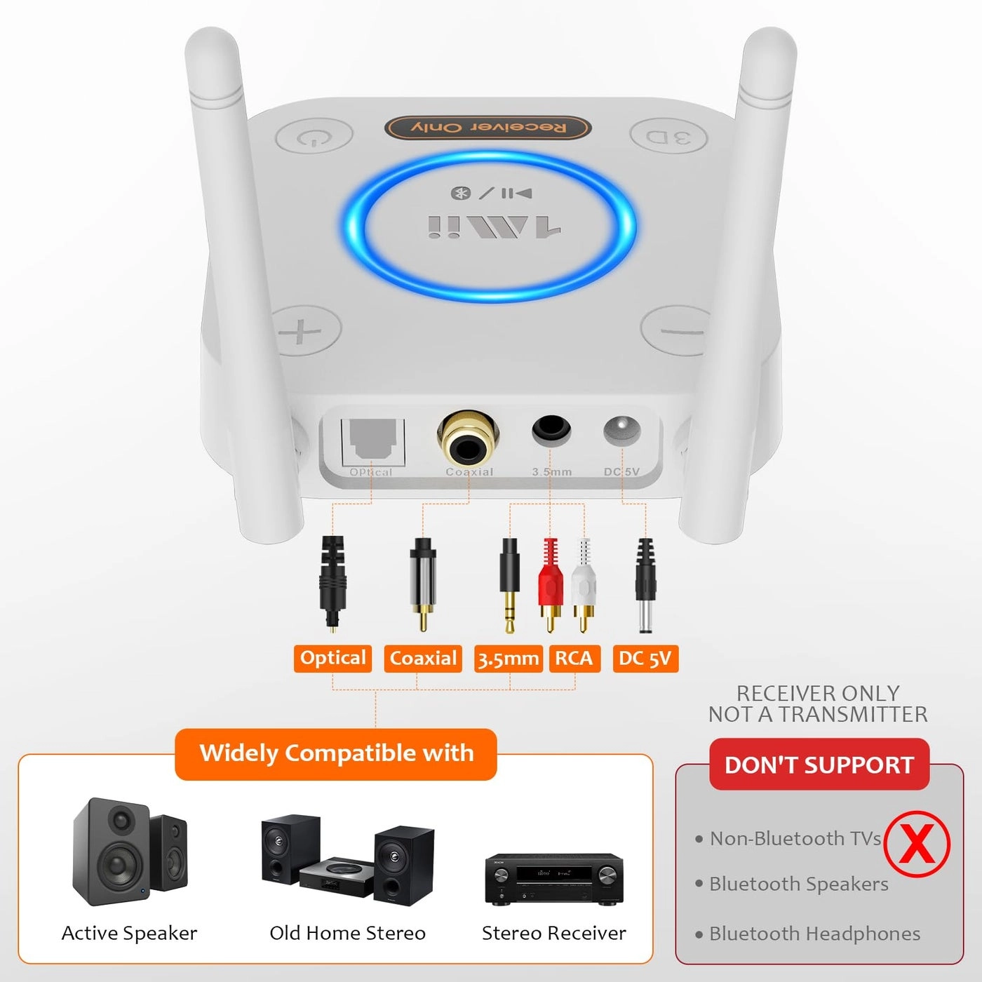 B06Pro - Bluetooth 5.1 3.5 mm RCA coaxial optical