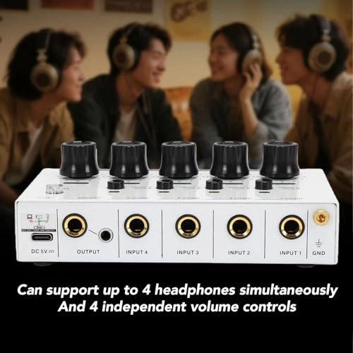 Headphone Amplifier - 4 Channel Independent Volume Control USB Powered