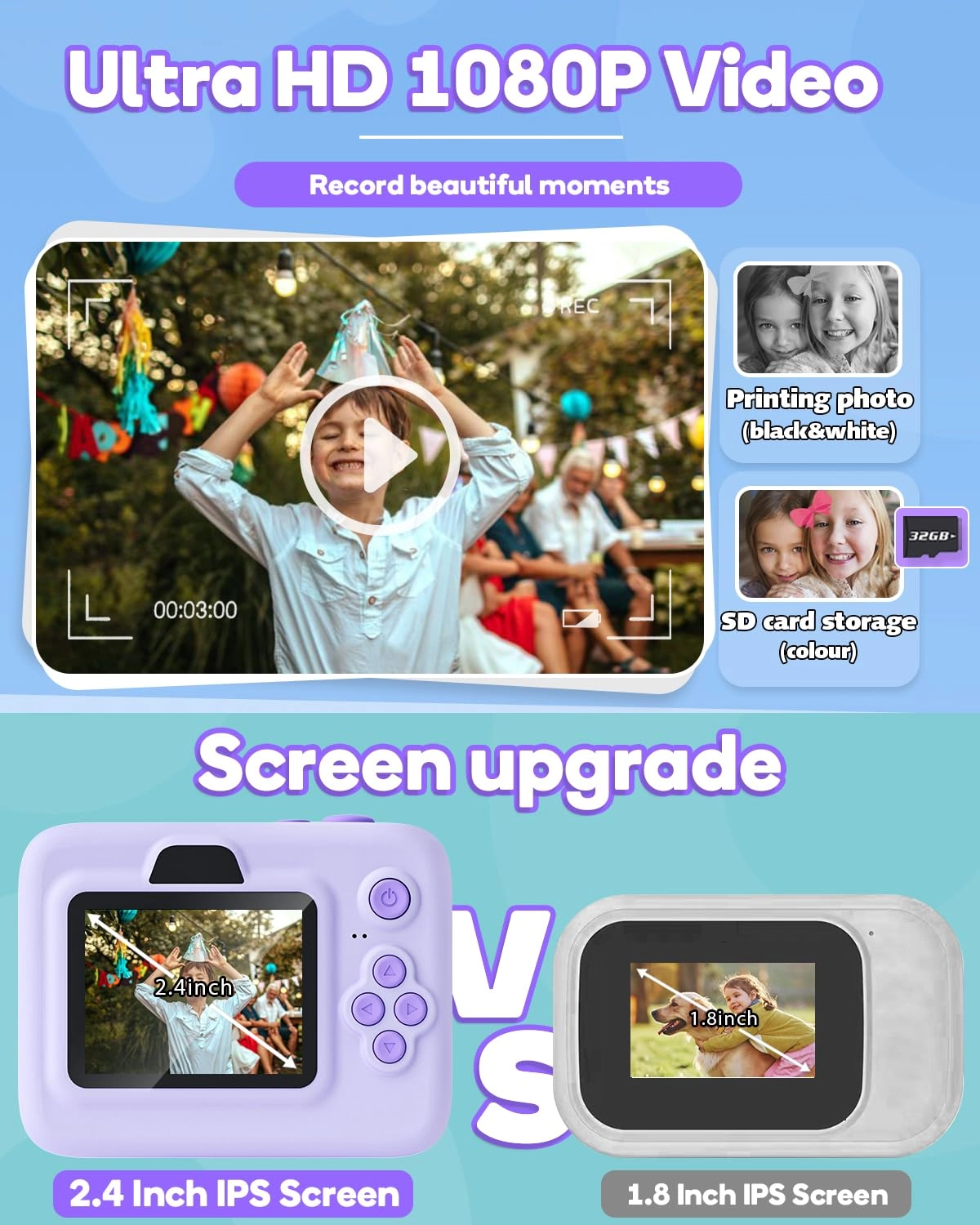 CA-01 - 2.4-inch Screen Instant Print Purple