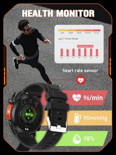 Military Smart Watch - 1.46 inch Color Screen Heart Rate Monitor 450 mAh