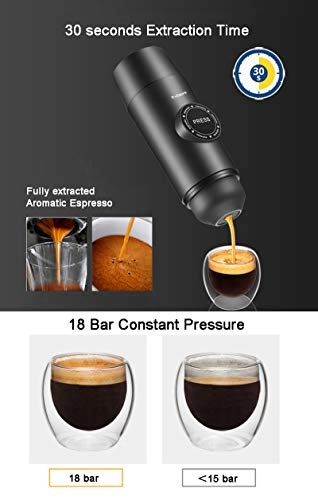 2-in-1 Espresso Coffee Maker - 2600mAh 18BAR 80ML