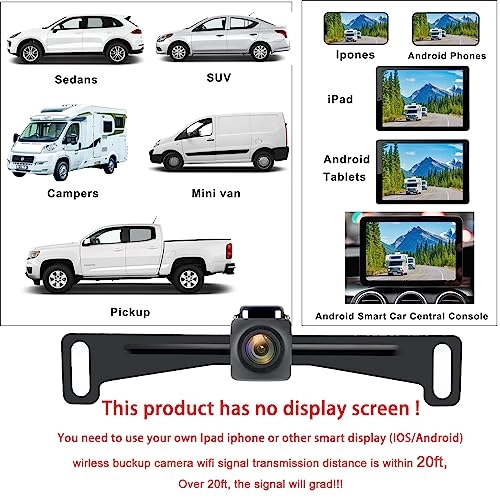 Wireless License Plate Backup Camera - WiFi 1080P
