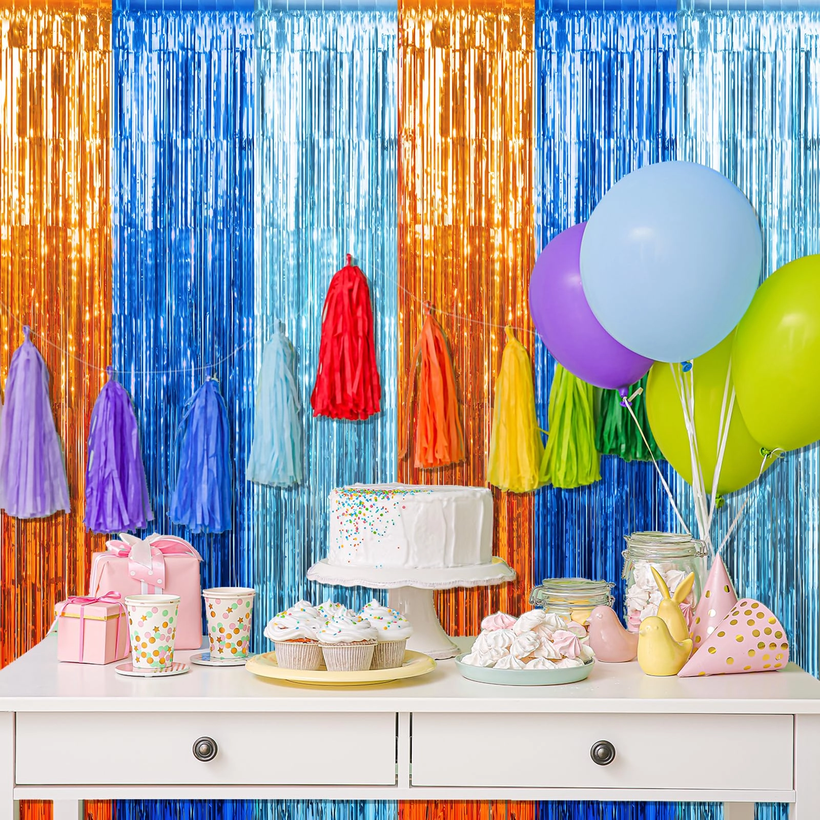 Foil Fringe Curtain - 3 Birthday Graduation Prom Wedding Pack