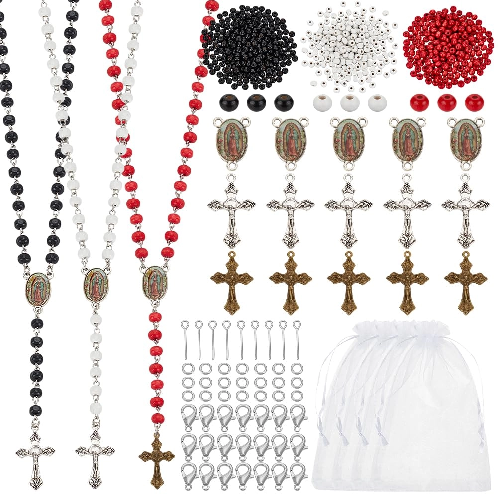 PH PandaHall Rosary Necklace Making Kit - 1160pcs Wooden Bead