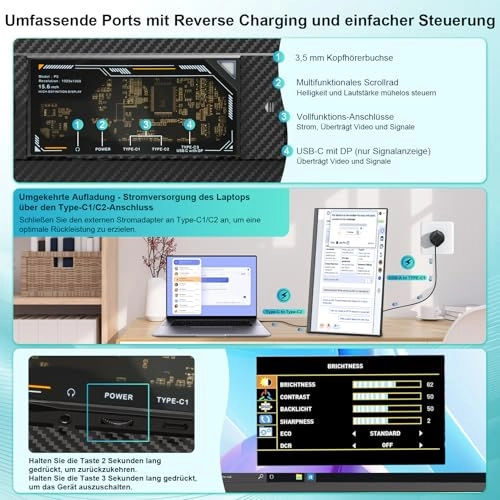 Portable Monitor - LPT-P5 15.6 Inches 1920 x 1080 Pixels