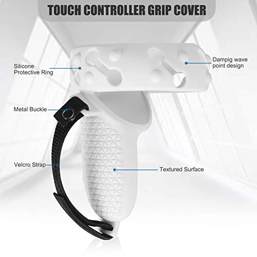Touch Controller Grip Cover - Oculus Quest 2 Black + Adjustable Knuckle Strap