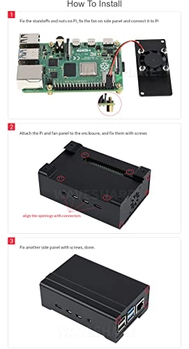DIN Rail Aluminum Case for Raspberry Pi 4 - Cooling Fan Heatsinks