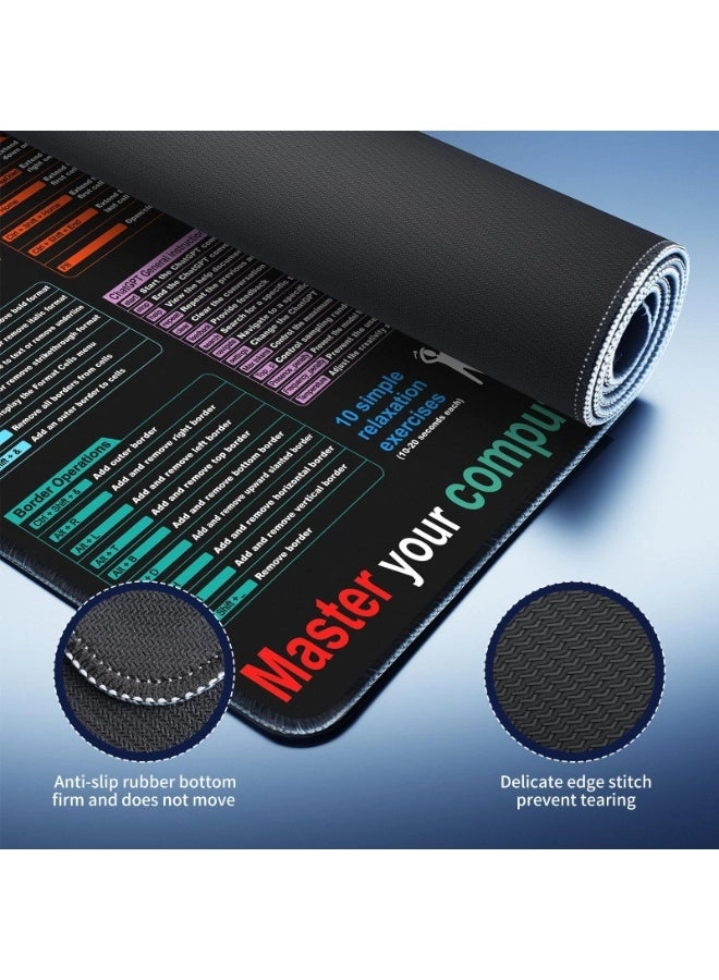 Excel Cheat Sheet XL Cloth Gaming Mouse Pad - 80x30 cm