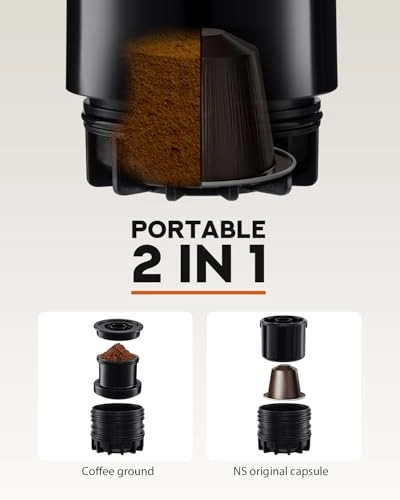 Portable Coffee Maker - 60 ml/min 5g coffee grounds NS capsules