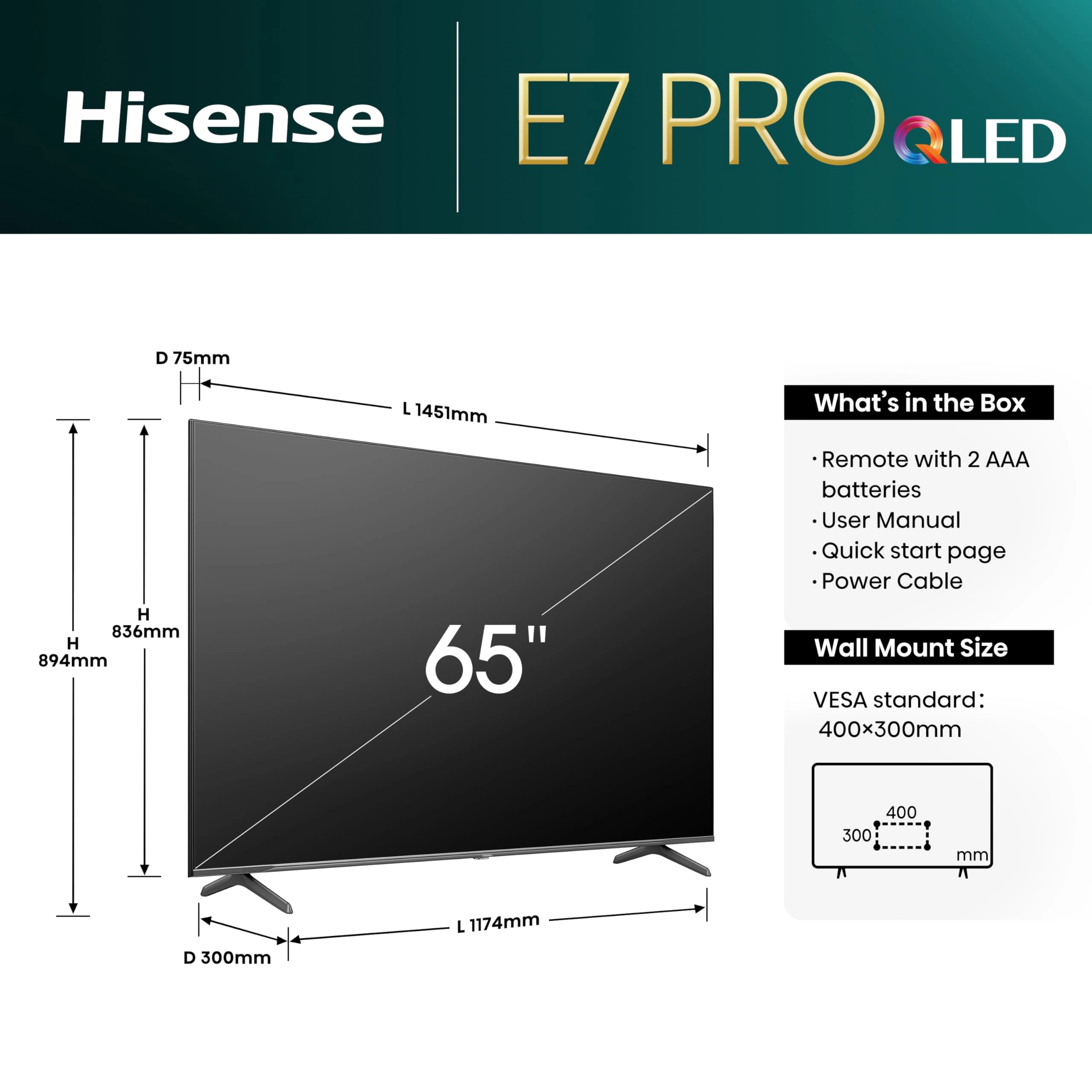 65E7NQTUK PRO - 65 Inches