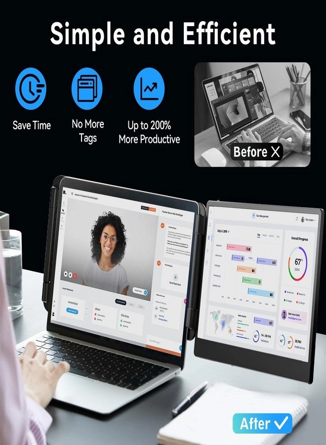 Laptop Screen Extender Monitor - Dual 14 inch IPS FHD 1080P