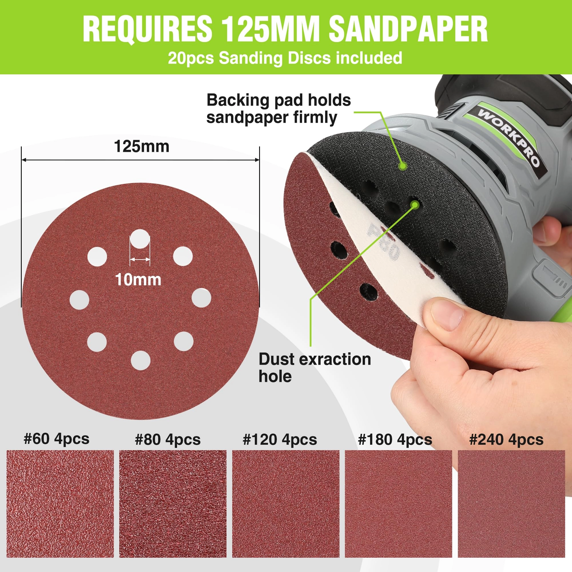 Orbital Sander - 300 W 125 mm 13000 RPM