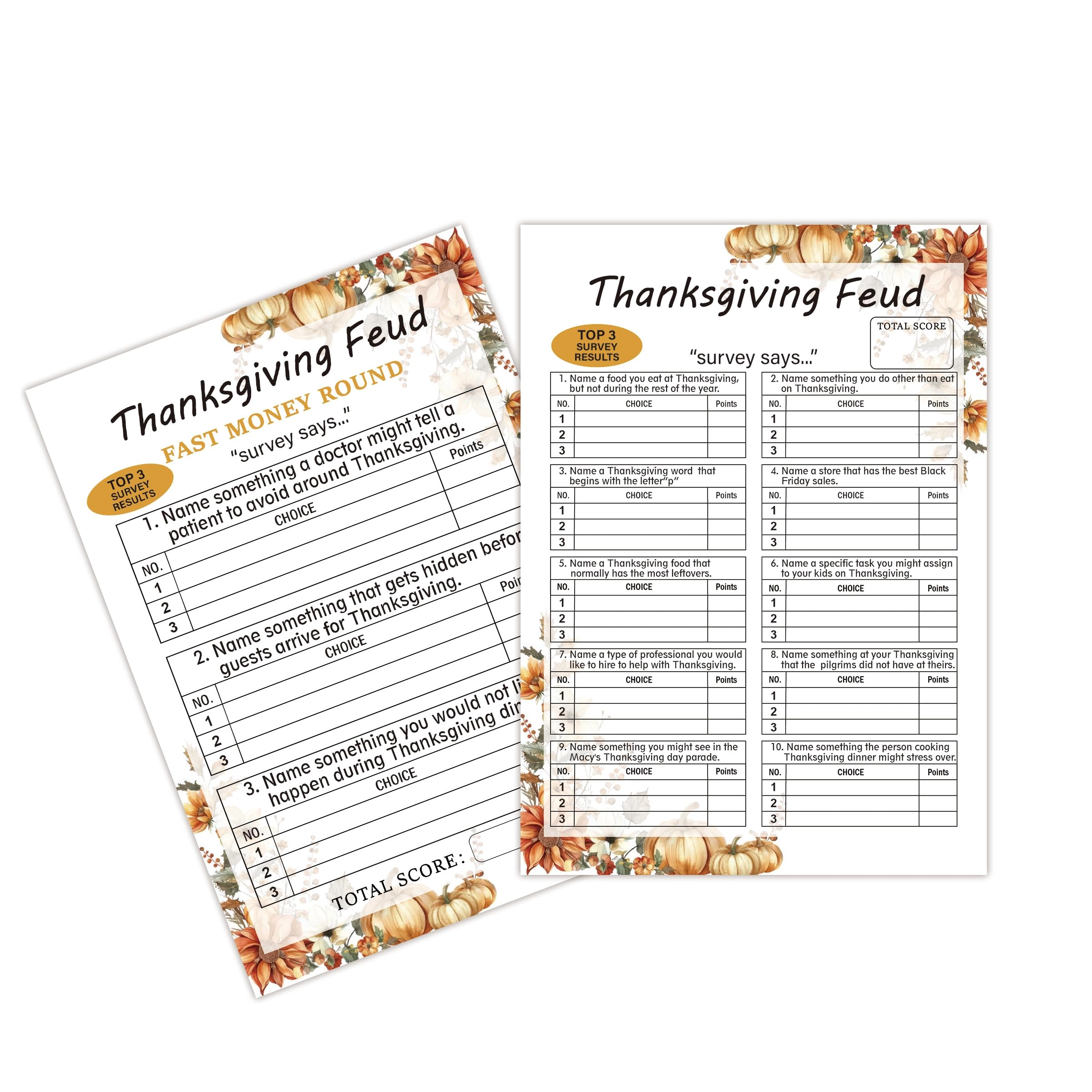 Tuiemie Thanksgiving Feud Quiz - 15+